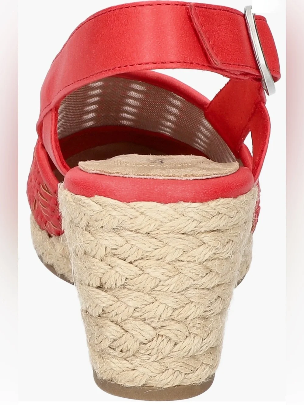 easy street Red Woven Espadrille Slingback Wedge Size 7